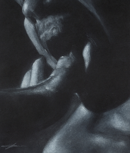 No Hands 22” h x 30” w Limited edition,original art on black museum plexiglass.