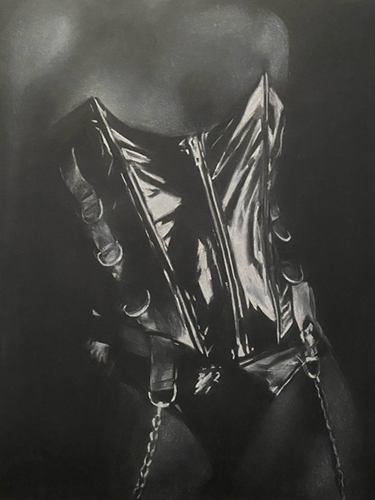 Immortal 20” x 15”White pastel on black pastel paperFloating frame, 24” x 18”