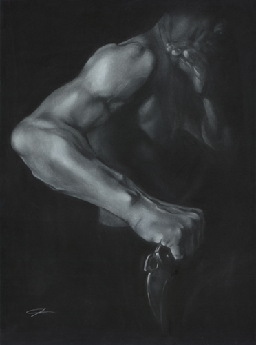 One Strike 30” h x 22” w Limited edition,original art on black museum plexiglass.