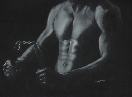 Wood and Chain 22” h x 30” w Limited edition,original art on black museum plexiglass.